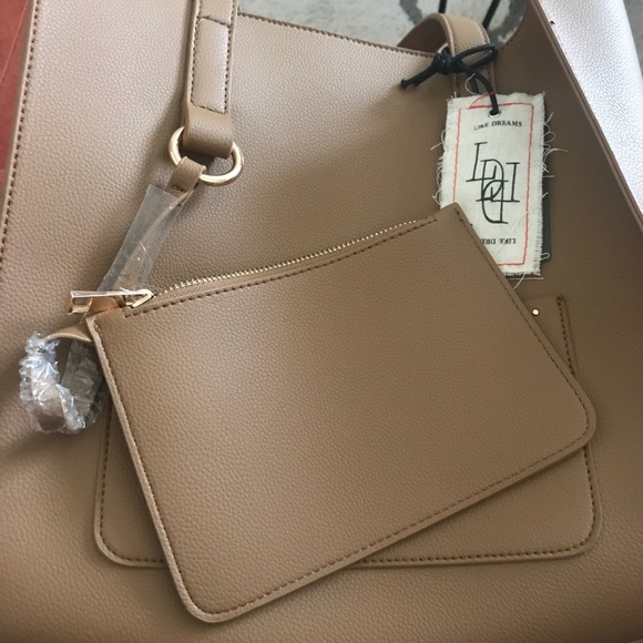 Faux Leather Cognac Brown Studded Tote - Picture 6 of 7